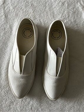 Marc By Marc Jacobs White Perforated Leather Slip-On Loafers